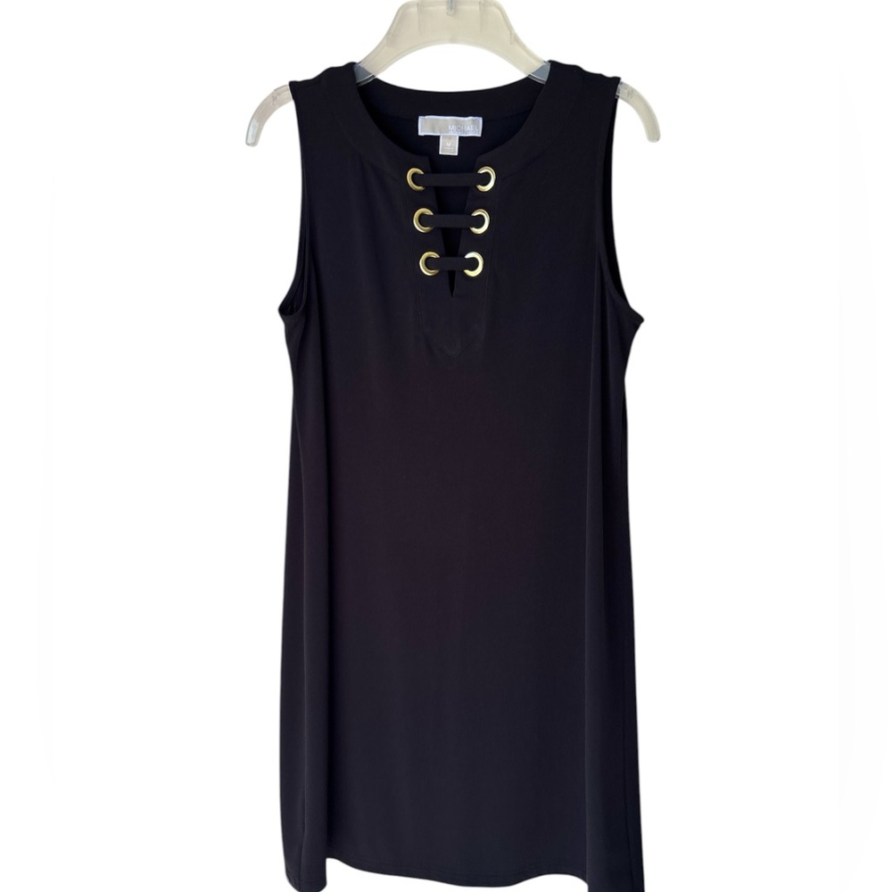 MICHAEL Michael Kors Black Sleeveless Grommet Lace-Up Shift Dress Size Medium